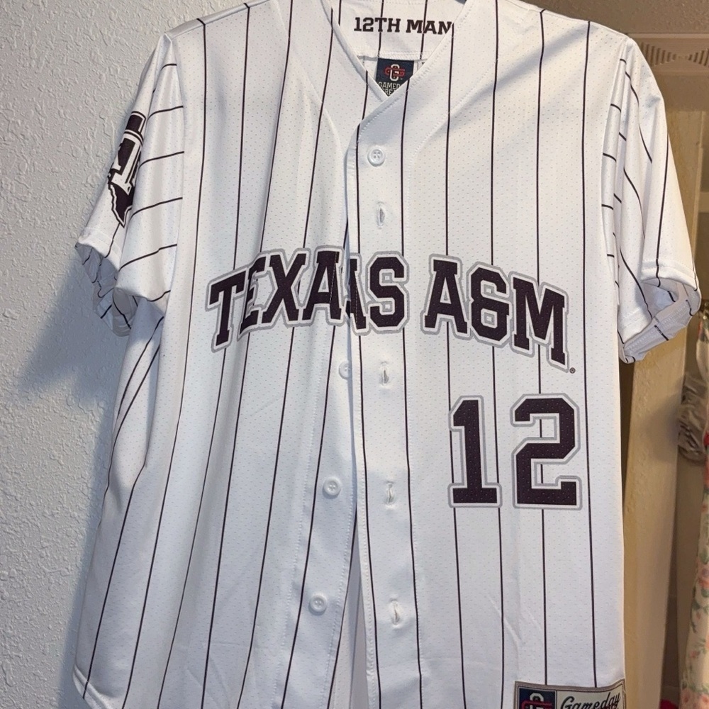Texas A&M Youth Large Jersey - White Pinstripe